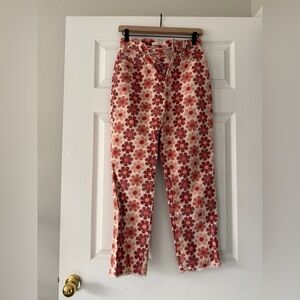 PacSun Retro Floral Straight Leg Pants in Pink and Red